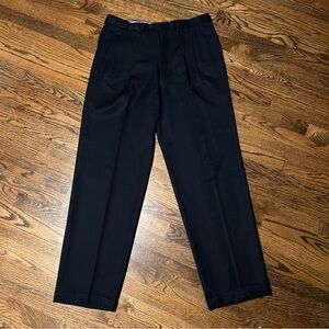 Zanella Dress Pants Men’s 36/52 Bennett Pleated Wool Trousers Cuffed Black